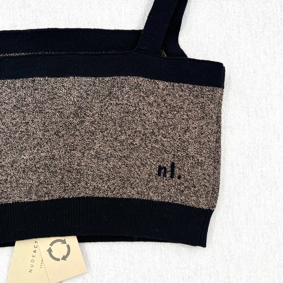 NUDE LUCY ACTIVE Knit Crop Top Womens Small Granite Black Shirt Workout NWT - Picture 9 of 16